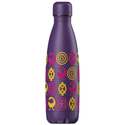 Purple Stainless Steel Water Bottle With African Inspired Adinkra Design