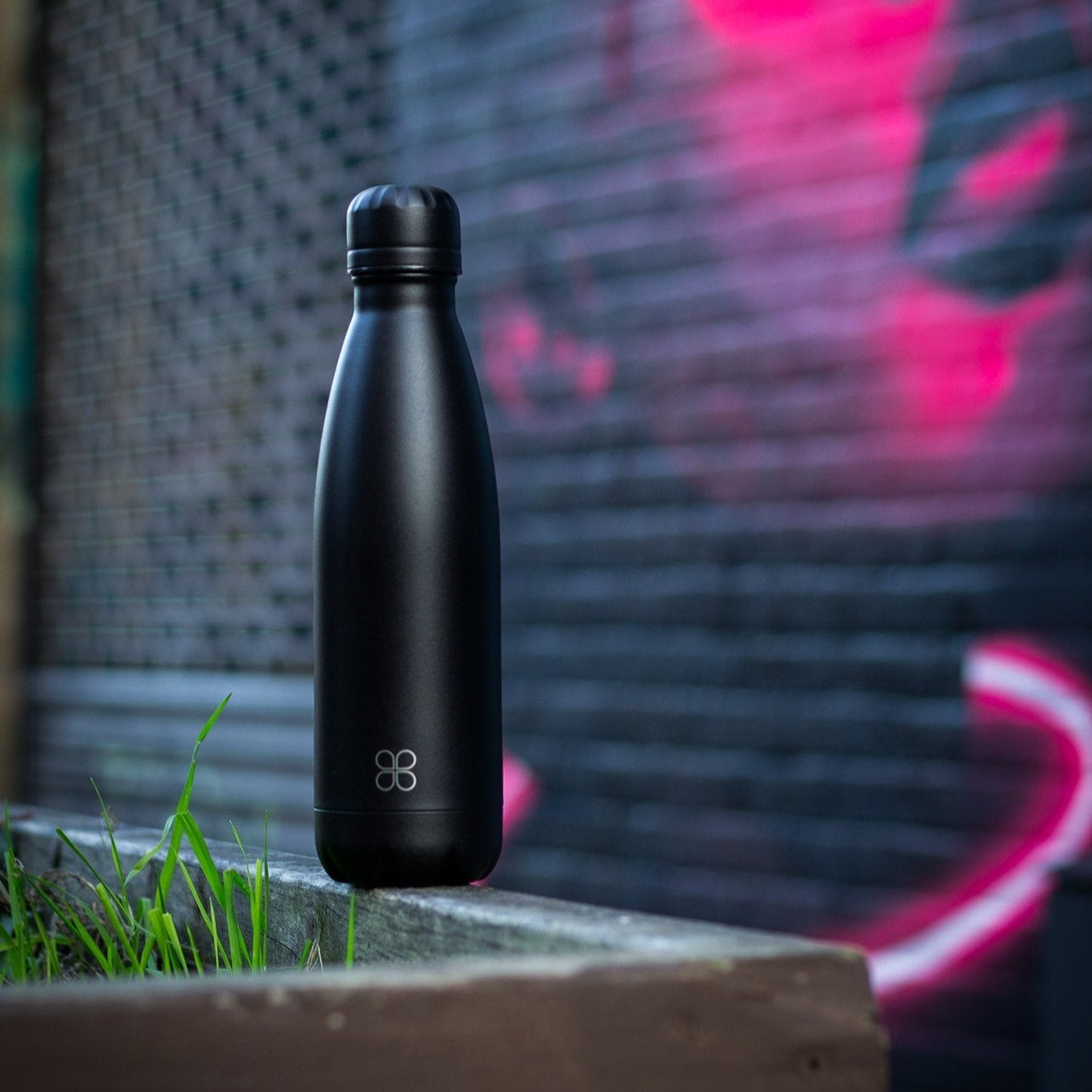 Customisable Black Water Bottle, Stainless Steel